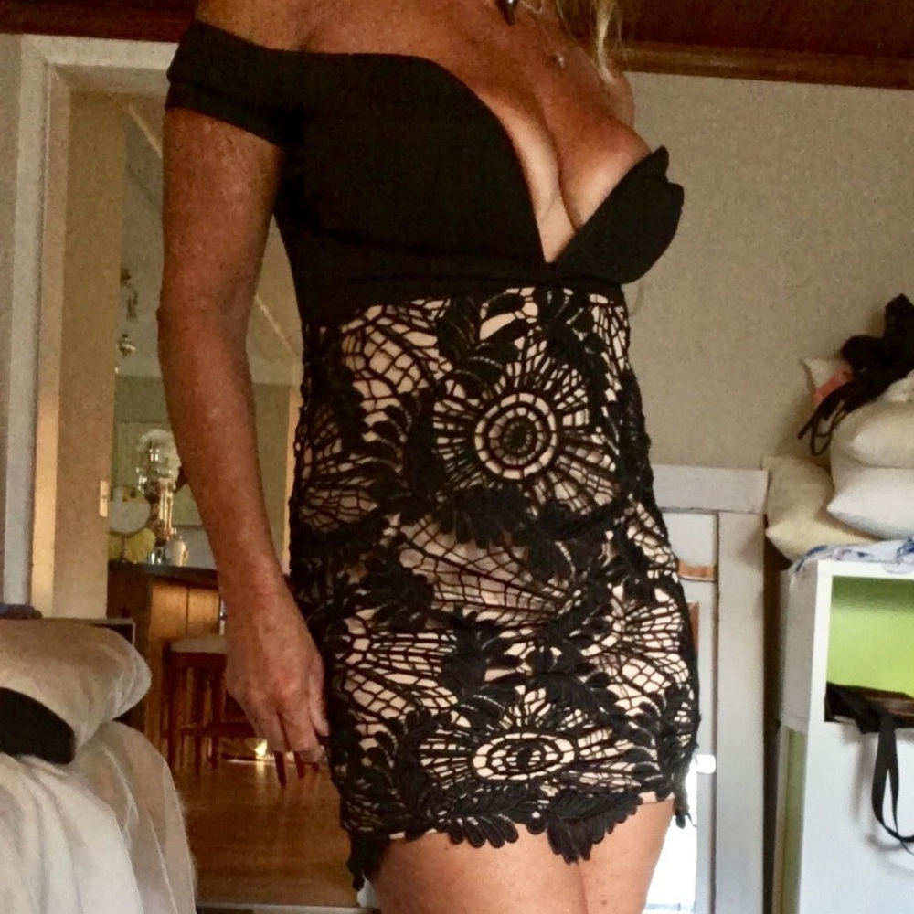 Nasty Gal Black Strapless Lace Dress